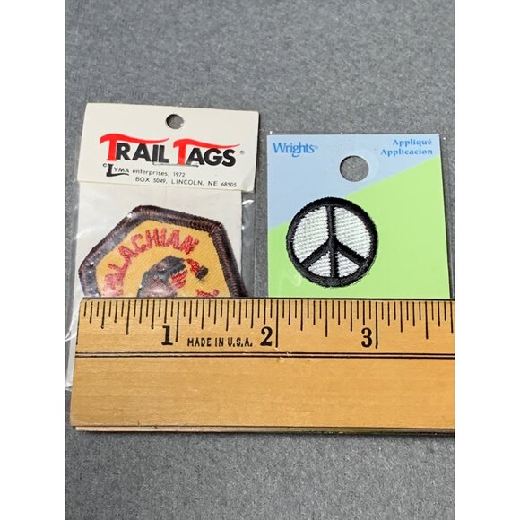 Vintage Iron-On Patch Lot - Appalachian Trail Peace Sign & Singer Beaded Appliqu - Picture 8 of 9